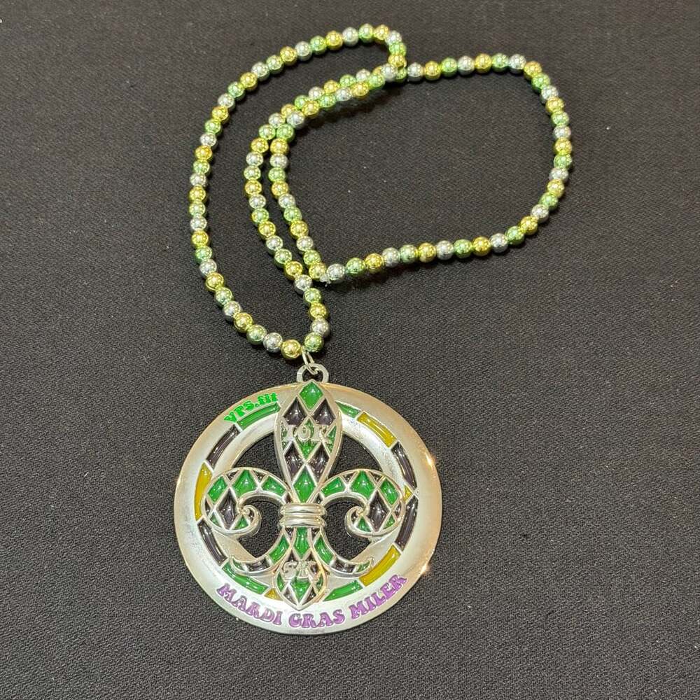 Vps.Fit Mardi Gras Miler Fleur De Lis Medal Necklace